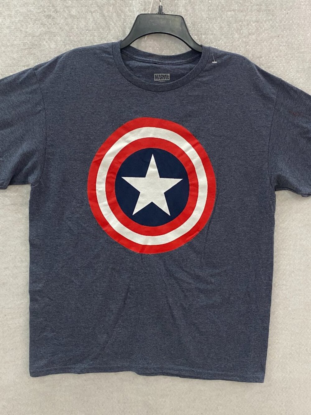 Captain America Shield Logo T-Shirt Licensed Marvel Men's L Gray Short Sleeve.